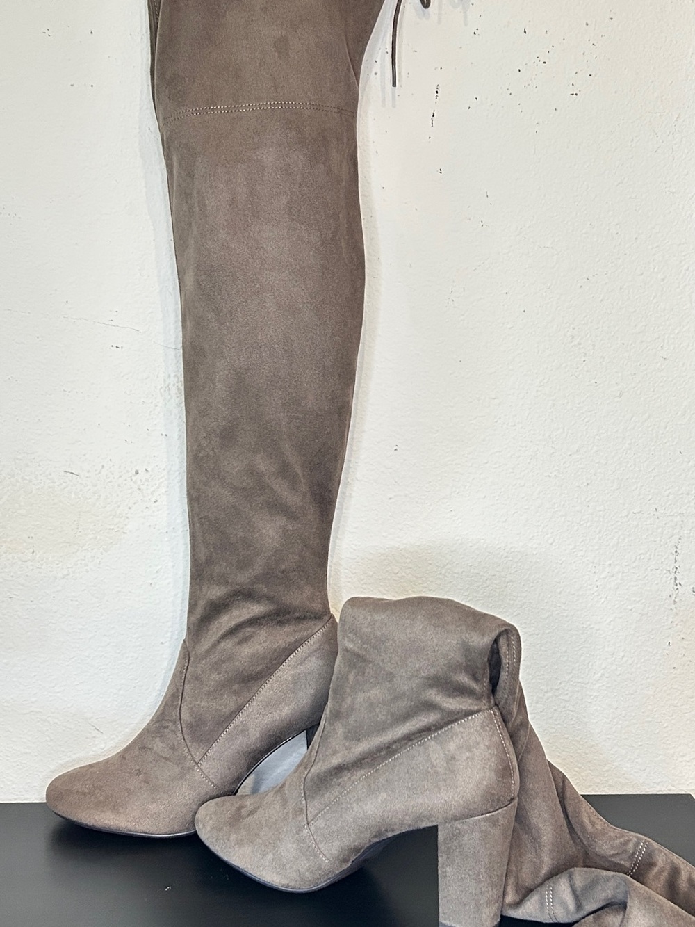 Women's Over-the-Knee Suede Boots in Taupe